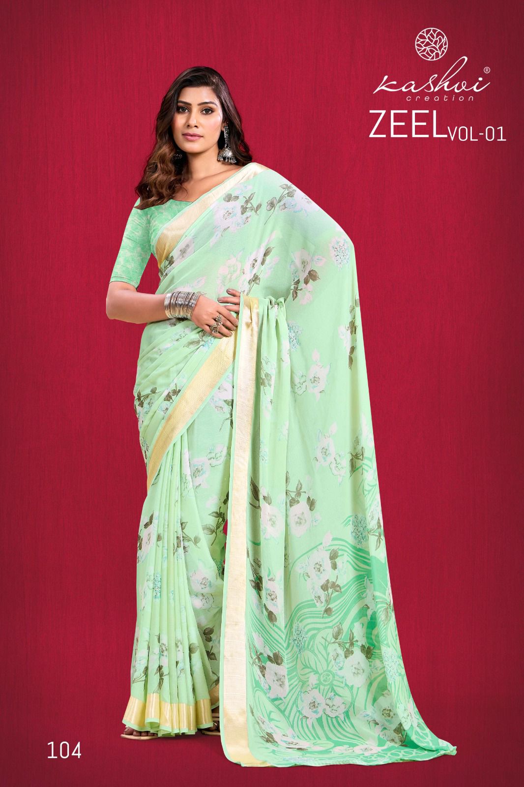 Zeel 121824 Kashvi Creation Moss Sarees Manufacturer Ahmedabad
