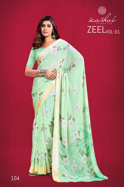 Zeel 121824 Kashvi Creation Moss Sarees Manufacturer Ahmedabad