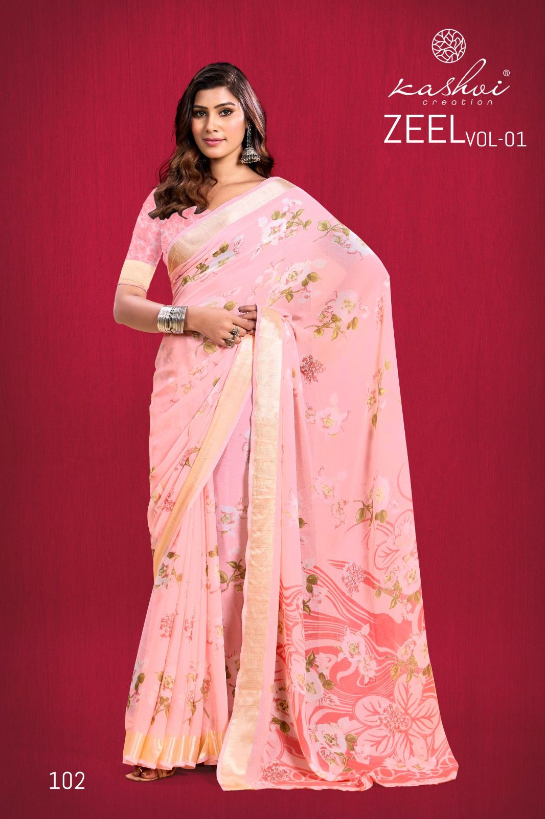 Zeel 121824 Kashvi Creation Moss Sarees Manufacturer Ahmedabad
