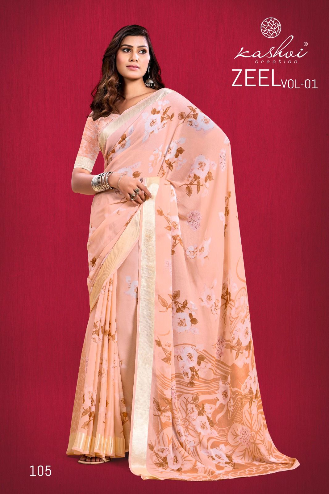 Zeel 121824 Kashvi Creation Moss Sarees Manufacturer Ahmedabad