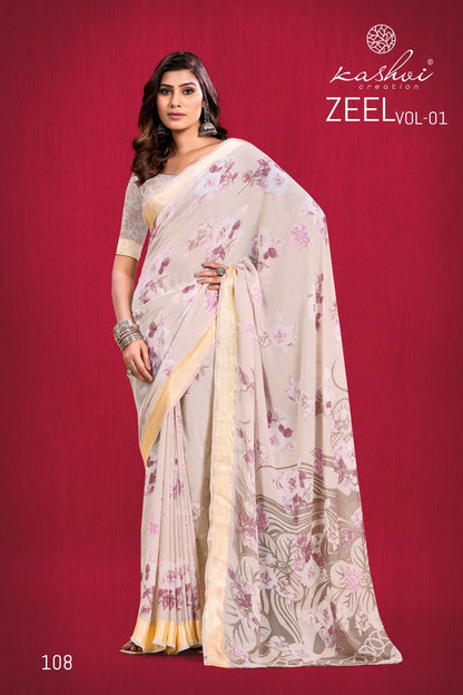 Zeel 121824 Kashvi Creation Moss Sarees Manufacturer Ahmedabad