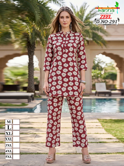 Zeel Liva 3107 Kanha Reyon Co Ord Set Wholesaler Ahmedabad