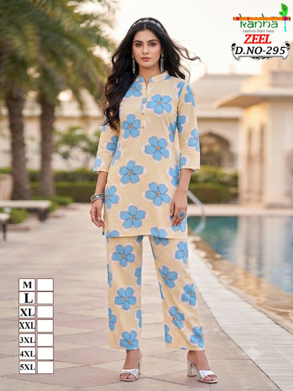 Zeel Liva 3107 Kanha Reyon Co Ord Set Wholesaler Ahmedabad