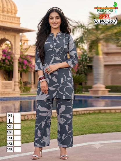 Zeel Liva 3107 Kanha Reyon Co Ord Set Wholesaler Ahmedabad