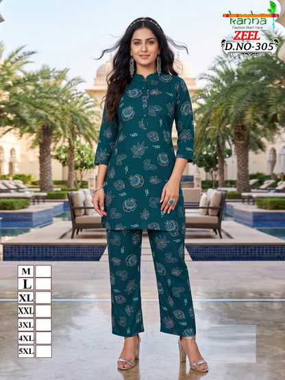 Zeel Liva 3107 Kanha Reyon Co Ord Set Wholesaler Ahmedabad