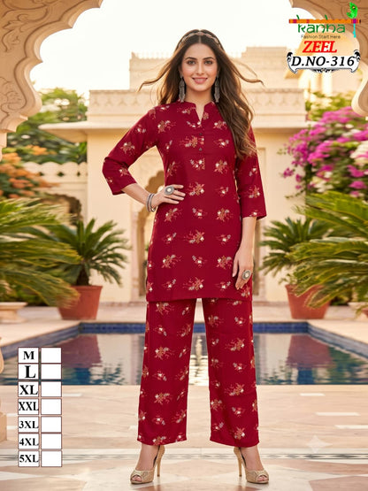 Zeel Liva 3107 Kanha Reyon Co Ord Set Wholesaler Ahmedabad