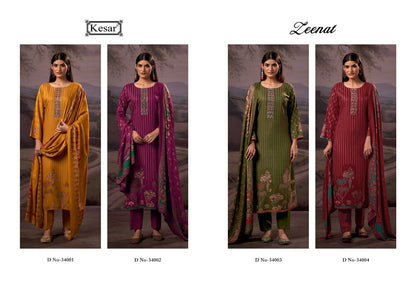 Zeenat 34001-34004 Kesar Karachi Pure Viscose Pashmina Suits Manufacturer Gujarat