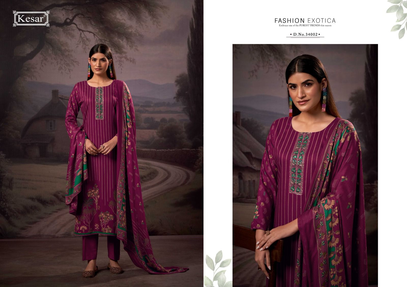 Zeenat 34001-34004 Kesar Karachi Pure Viscose Pashmina Suits Manufacturer Gujarat