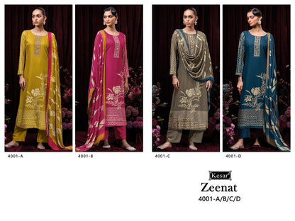Zeenat 4001 Kesar Pure Viscose Pashmina Suits Manufacturer India