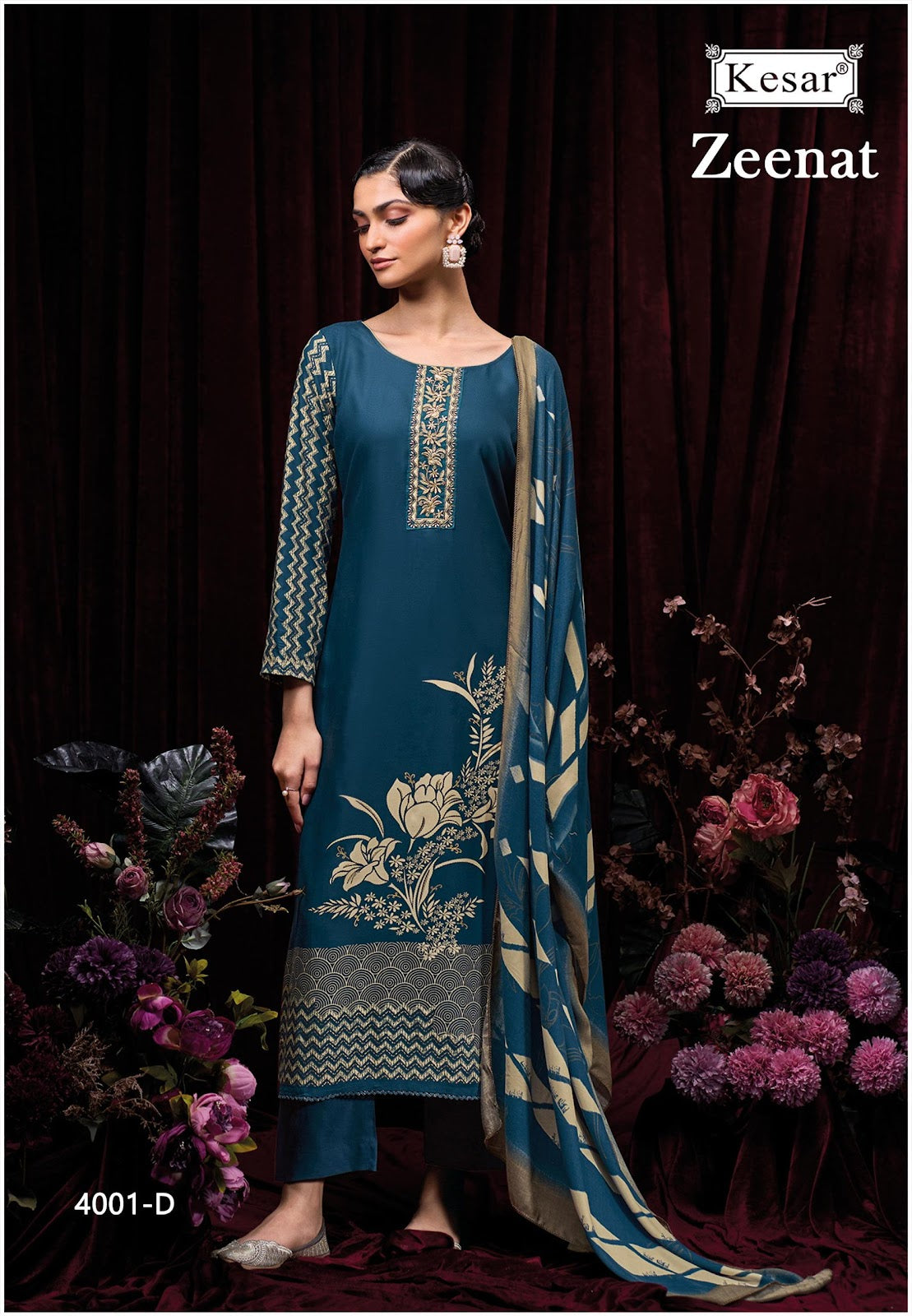 Zeenat 4001 Kesar Pure Viscose Pashmina Suits Manufacturer India