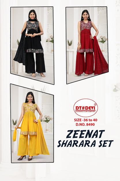 Zeenat Dn 8490 Dt Devi Georgette Girls Readymade Sharara Suits Supplier