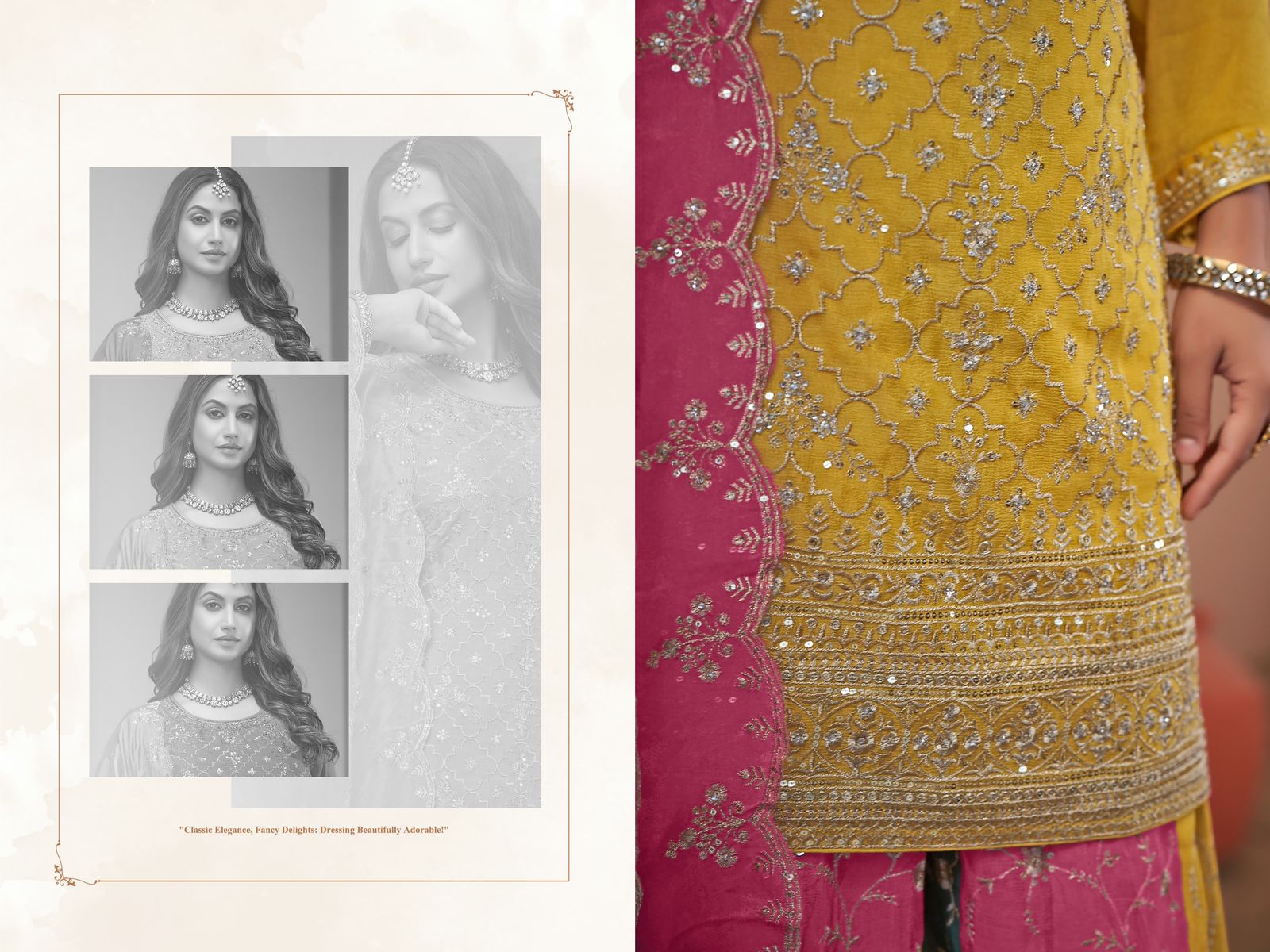 Zeenat Roshni Chinon Silk Readymade Suits Wholesaler Ahmedabad