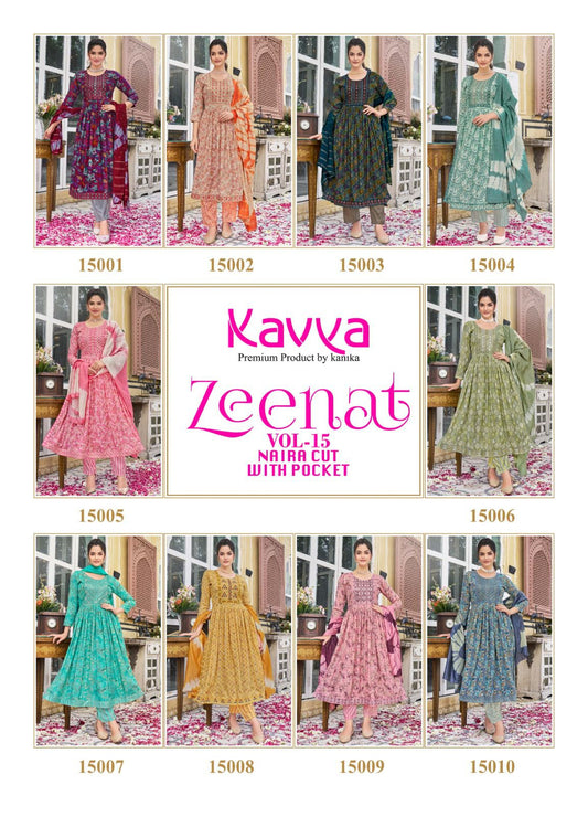 Zeenat Vol 15 Kavya Cambric Cotton Readymade Pant Style Suits Supplier