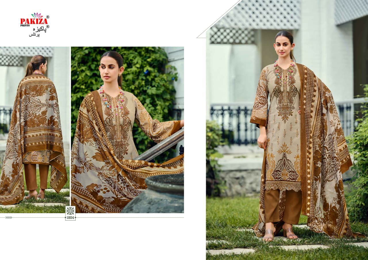 Zeenat Vol 18 Pakiza Prints Lawn Cotton Karachi Salwar Suits Wholesaler Gujarat