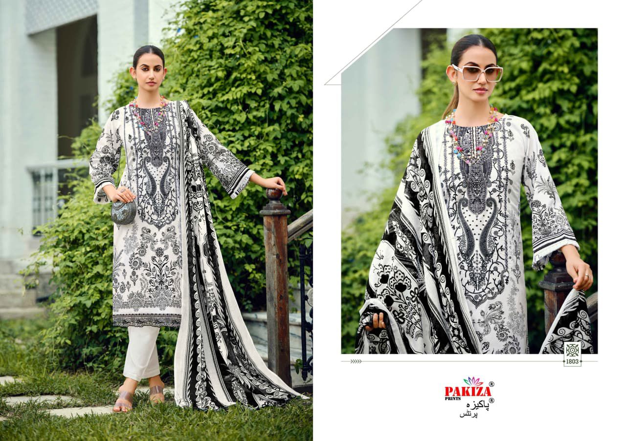 Zeenat Vol 18 Pakiza Prints Lawn Cotton Karachi Salwar Suits Wholesaler Gujarat