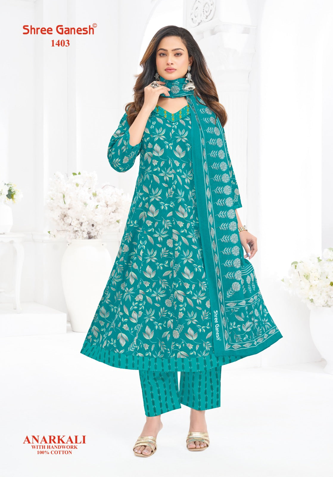 Zeenat Vol 4 Shree Ganesh Cotton Readymade Anarkali Suits Exporter Ahmedabad