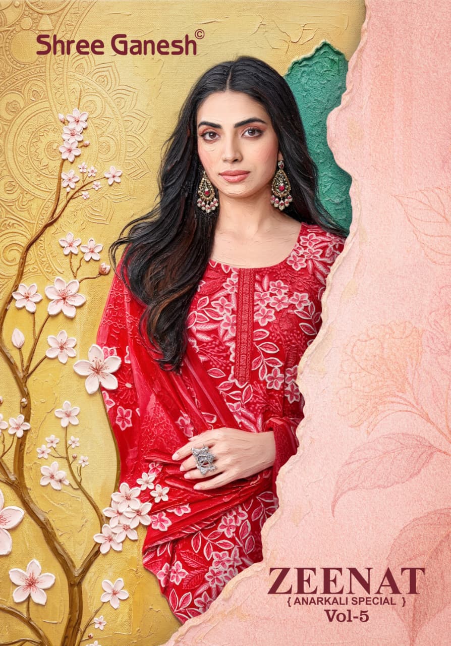 Zeenat Vol 5 Shree Ganesh Cotton Readymade Anarkali Suits Wholesale Rate