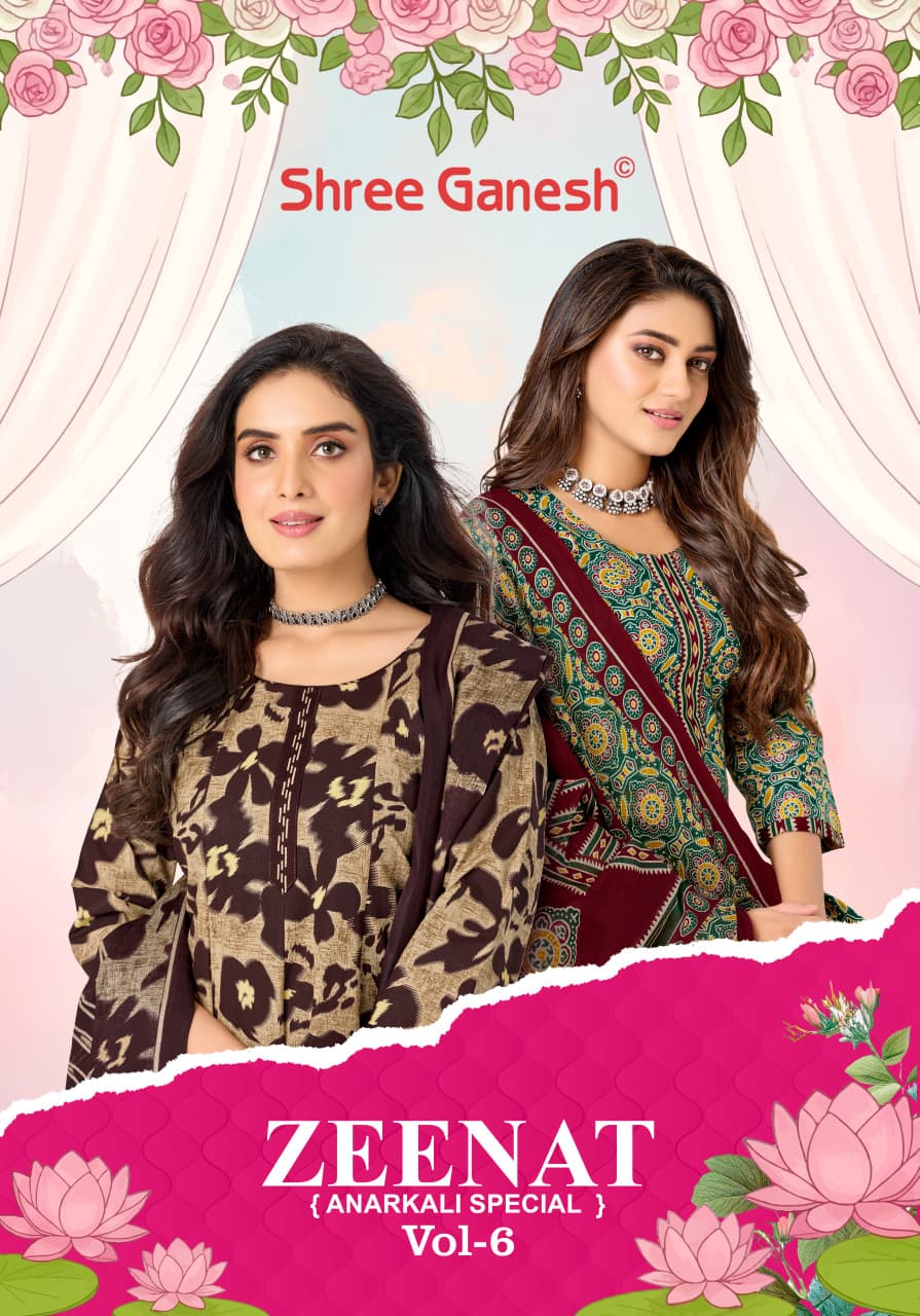 Zeenat Vol 6 Shree Ganesh Cotton Readymade Anarkali Suits Supplier India