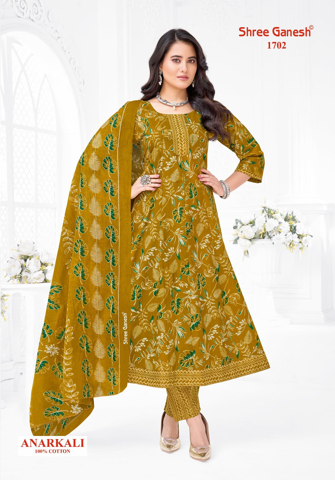 Zeenat Vol 7 Sleeves Pattern Shree Ganesh Cotton Readymade Anarkali Suits Wholesaler