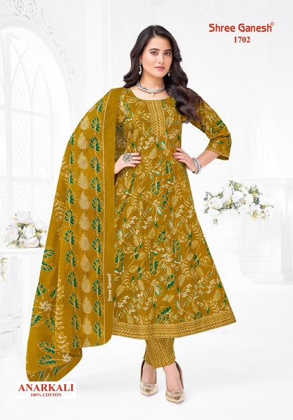 Zeenat Vol 7 Sleeves Pattern Shree Ganesh Cotton Readymade Anarkali Suits Wholesaler