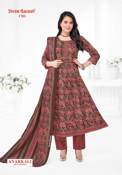 Zeenat Vol 7 Sleeves Pattern Shree Ganesh Cotton Readymade Anarkali Suits Wholesaler