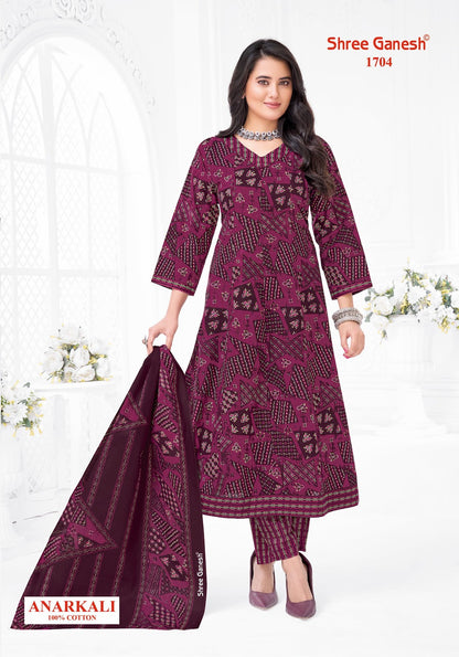 Zeenat Vol 7 Sleeves Pattern Shree Ganesh Cotton Readymade Anarkali Suits Wholesaler