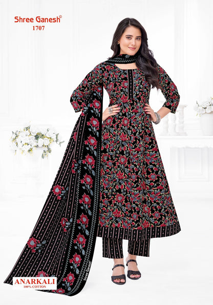 Zeenat Vol 7 Sleeves Pattern Shree Ganesh Cotton Readymade Anarkali Suits Wholesaler