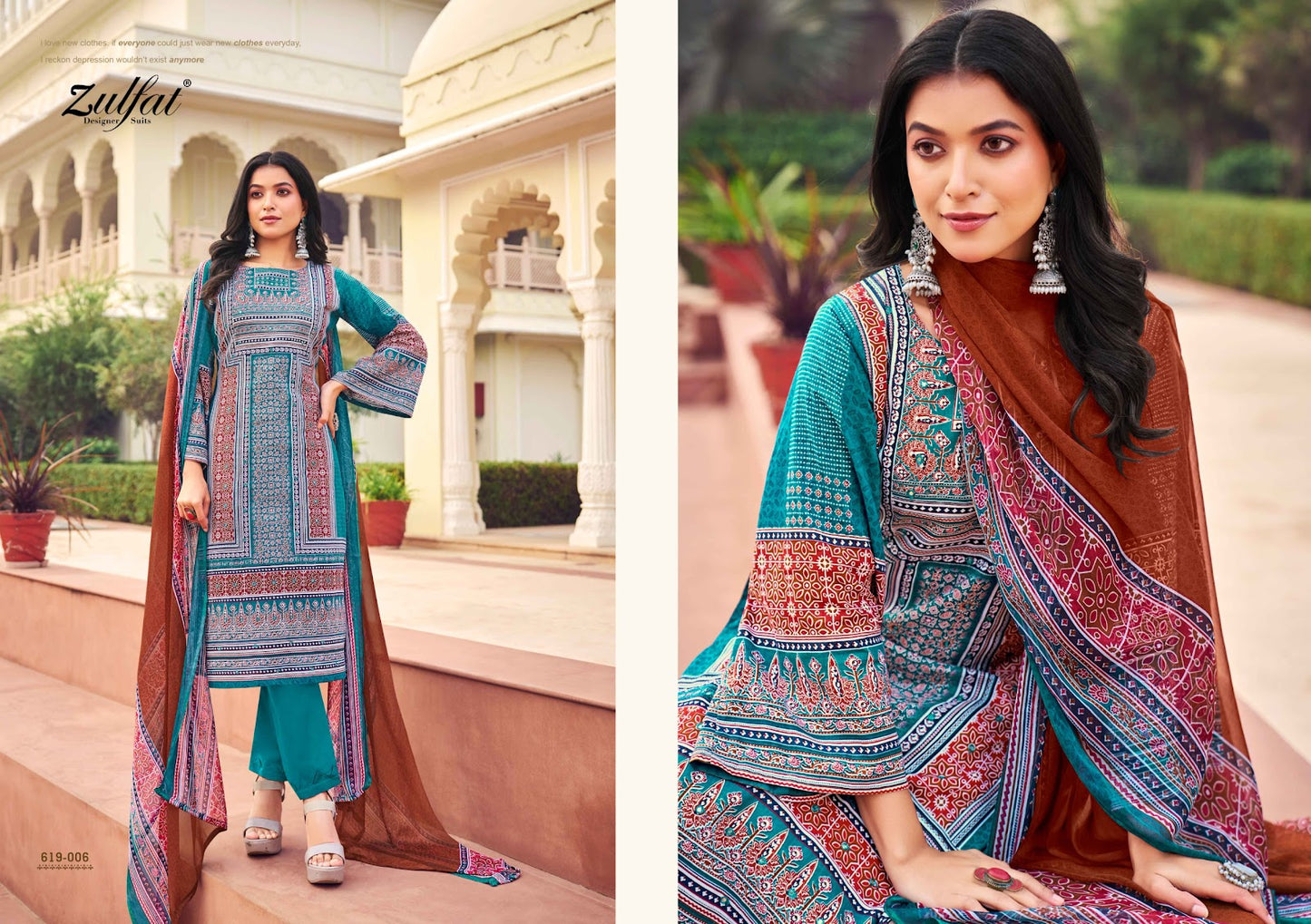 Zeeshan Zulfat Designer Cotton Karachi Salwar Suits Supplier India