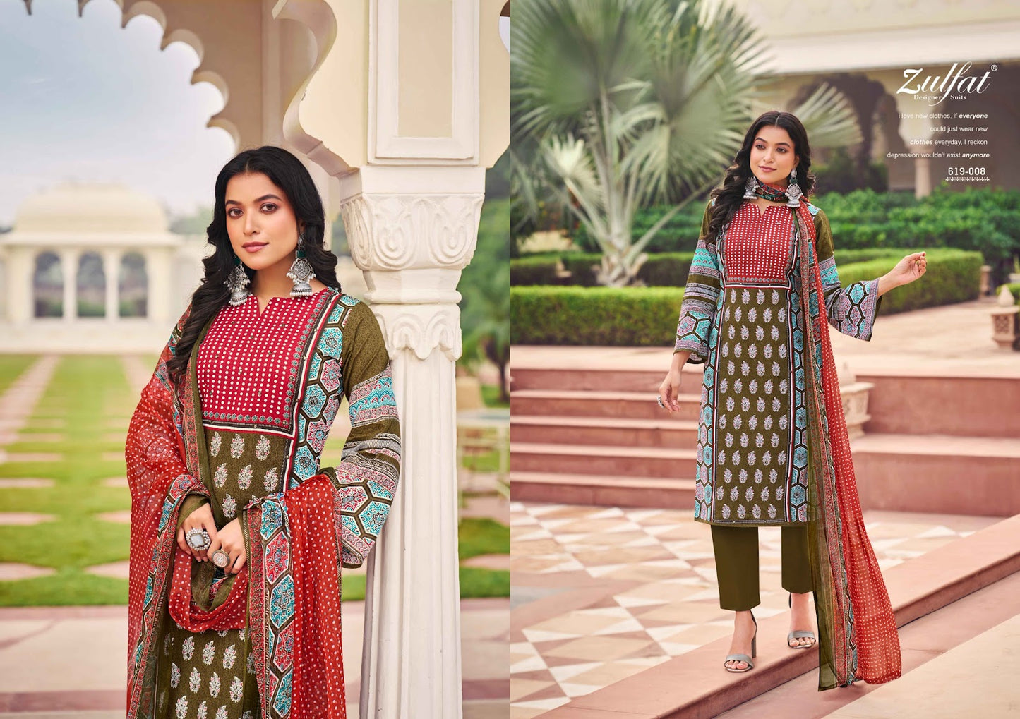 Zeeshan Zulfat Designer Cotton Karachi Salwar Suits Supplier India