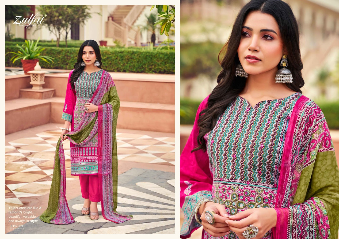 Zeeshan Zulfat Designer Cotton Karachi Salwar Suits Supplier India