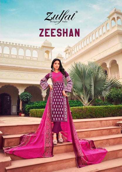 Zeeshan Zulfat Designer Cotton Karachi Salwar Suits Supplier India