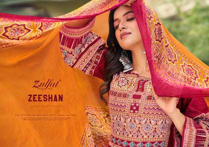 Zeeshan Zulfat Designer Cotton Karachi Salwar Suits Supplier India