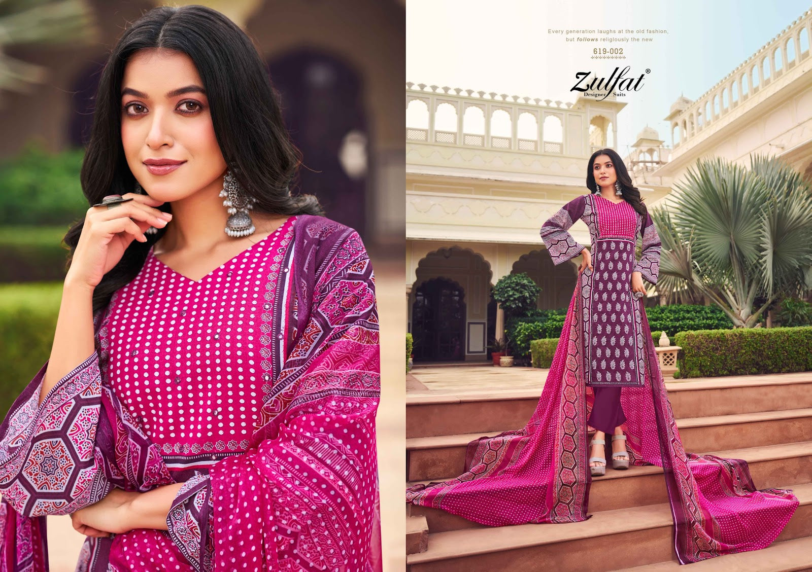 Zeeshan Zulfat Designer Cotton Karachi Salwar Suits Supplier India