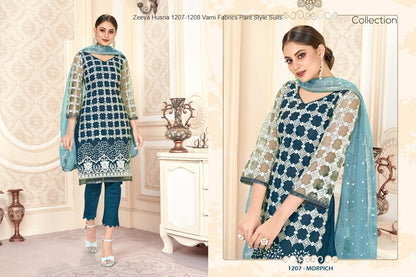 Zeeya Husna 1207-1208 Varni Fabrics Net Pant Style Suits Supplier Ahmedabad