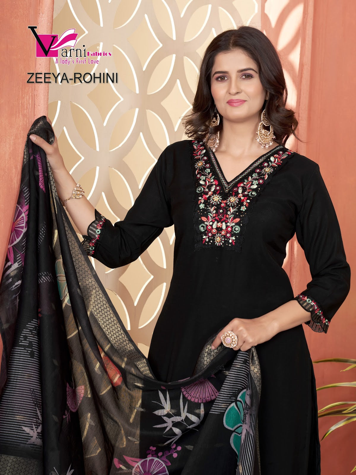Zeeya Rohini Varni Fabrics Roman Silk Readymade Suits Wholesaler