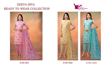 Zeeya Siya 1801-1803 Varni Fabrics Cambric Cotton Readymade Suits Wholesale Rate