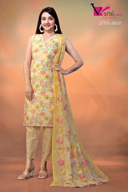 Zeeya Siya 1801-1803 Varni Fabrics Cambric Cotton Readymade Suits Wholesale Rate