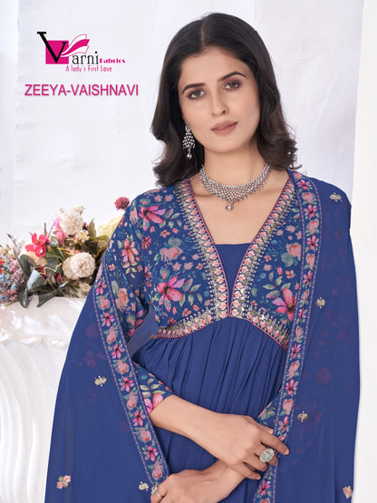 Zeeya Vaishnavi Varni Fabrics Georgette Readymade Pant Style Suits Wholesale Price
