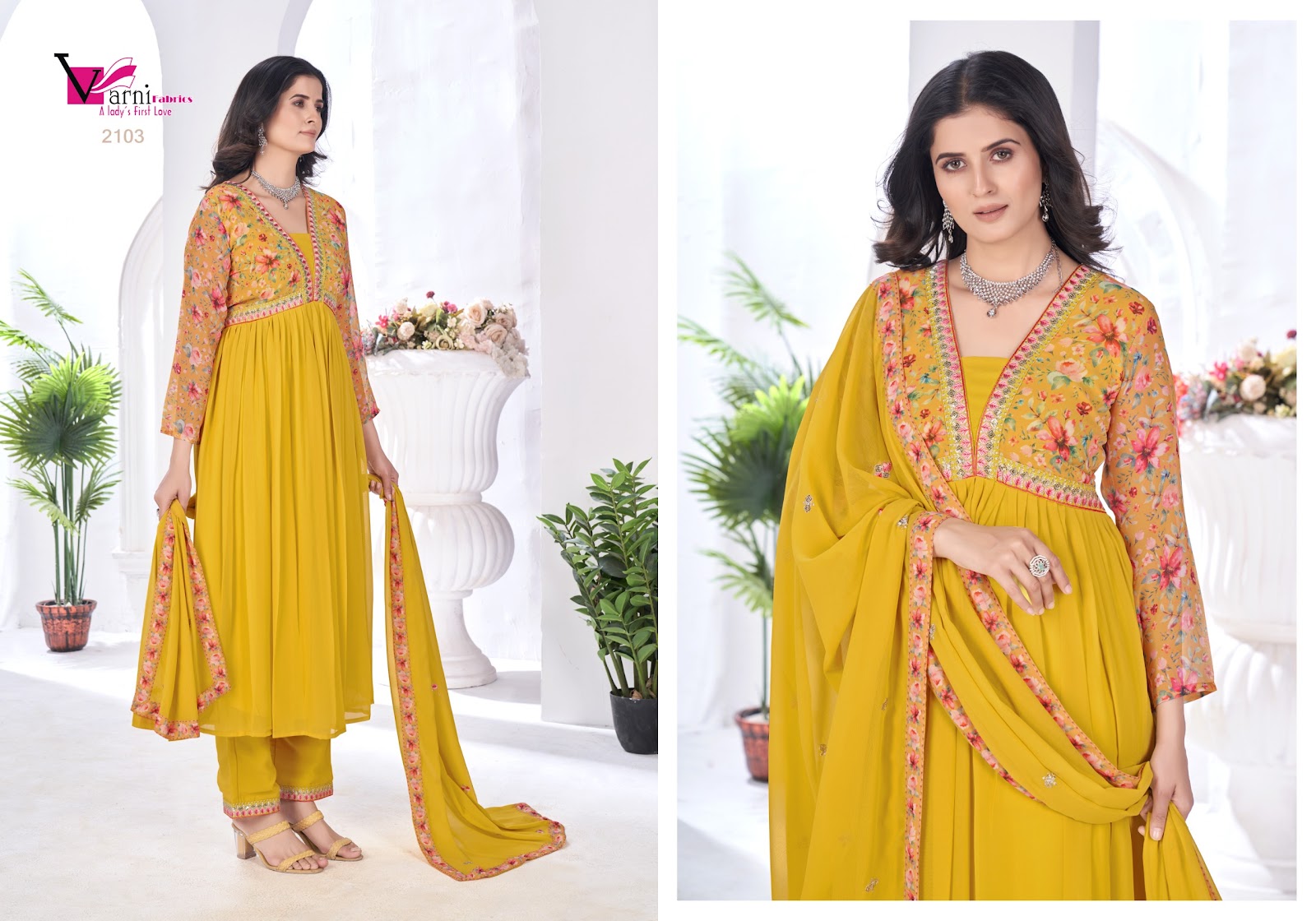 Zeeya Vaishnavi Varni Fabrics Georgette Readymade Pant Style Suits Wholesale Price