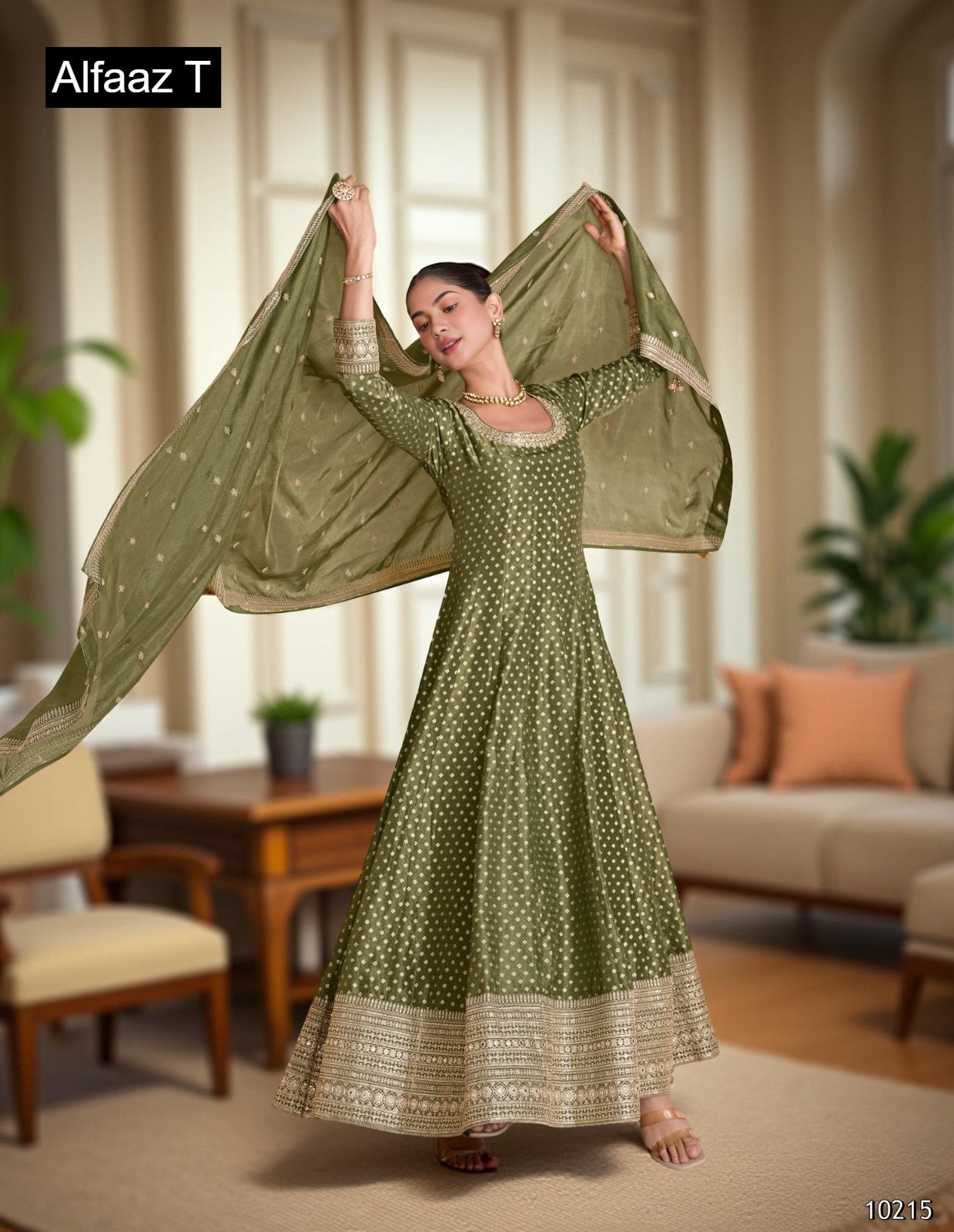 Zeeya Vol 4 Alfaaz T Simmer Gown Dupatta Set Exporter Gujarat