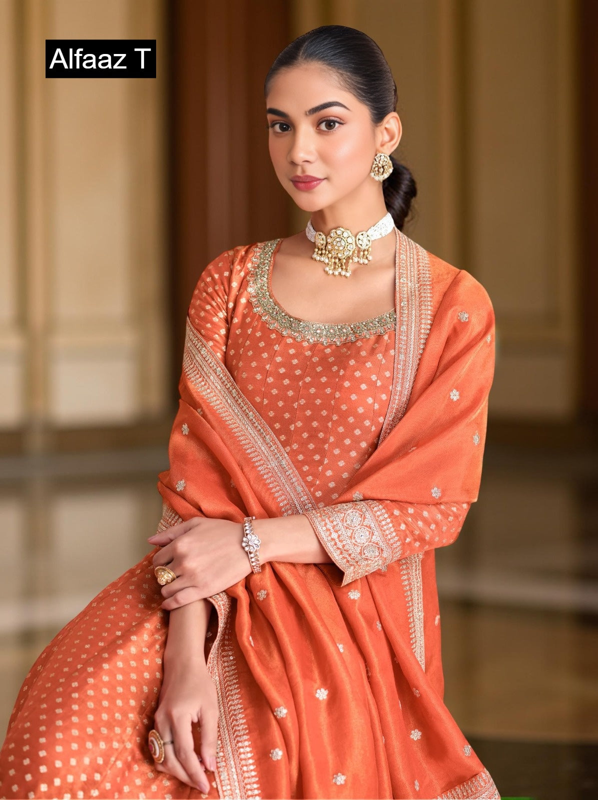 Zeeya Vol 4 Alfaaz T Simmer Gown Dupatta Set Exporter Gujarat