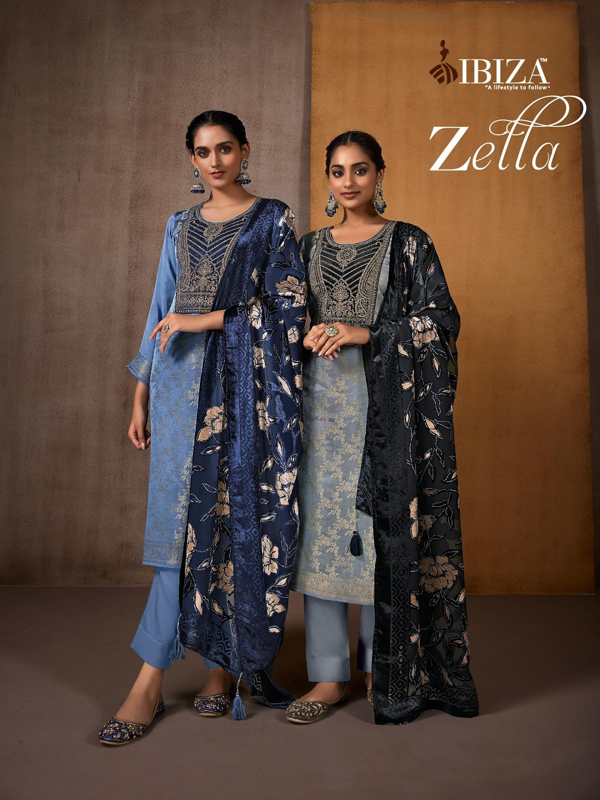 Zeffa Ibiza Silk Jacquard Velvet Suits Supplier India