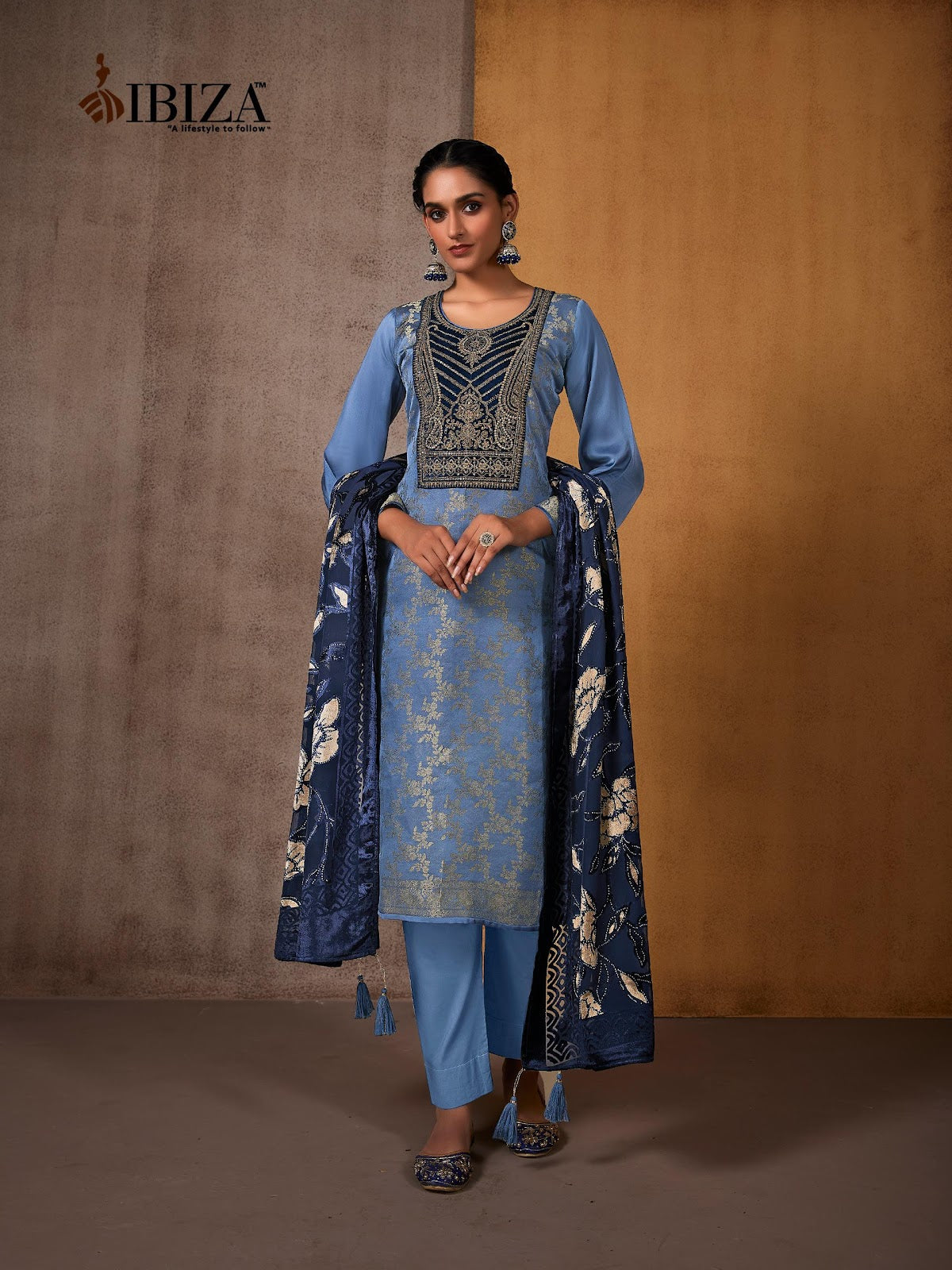 Zeffa Ibiza Silk Jacquard Velvet Suits Supplier India