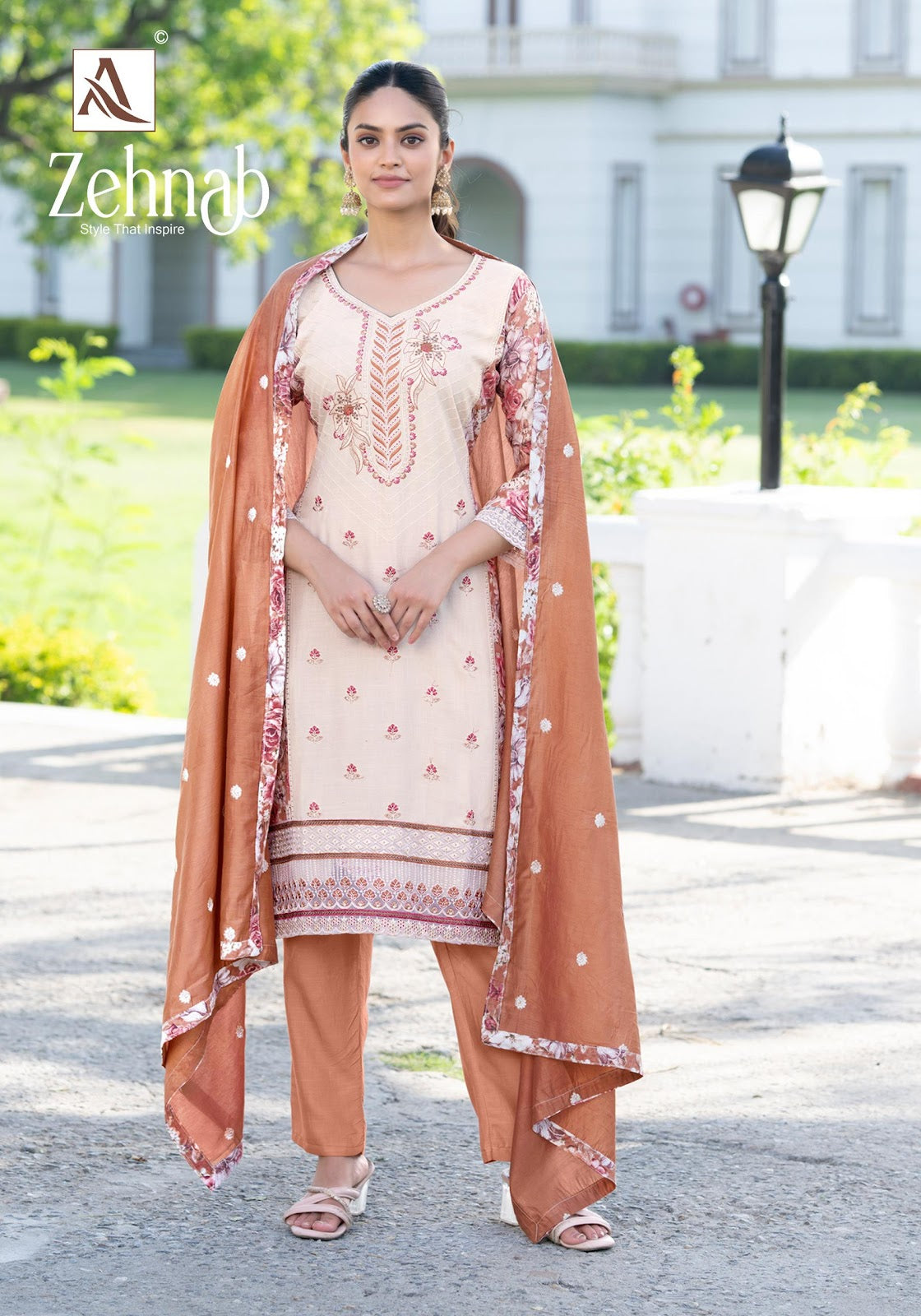 Zehnab Alok Viscose Reyon Karachi Salwar Suits Manufacturer Ahmedabad
