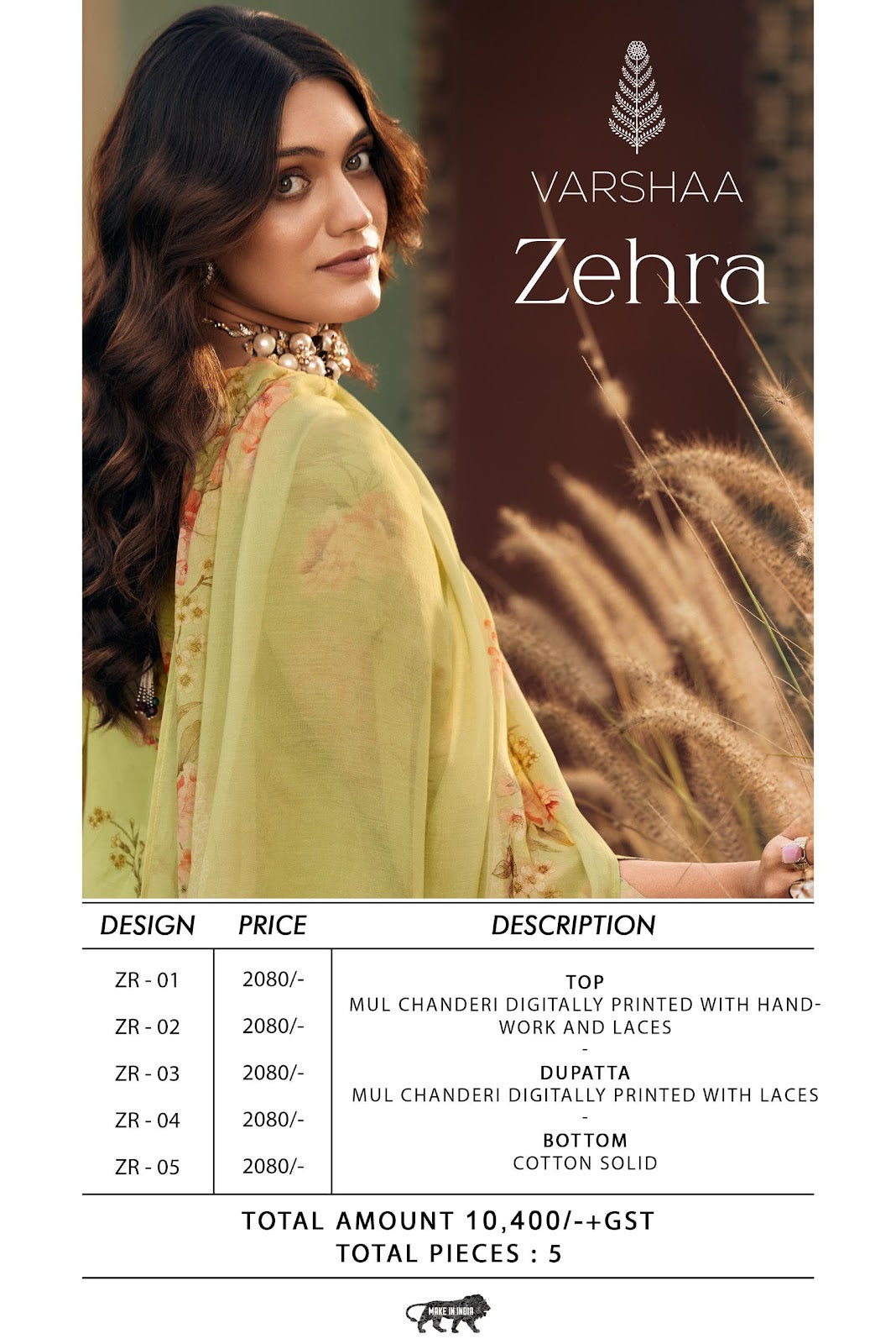 Zehra Varshaa Mul Chanderi Pant Style Suits Exporter India