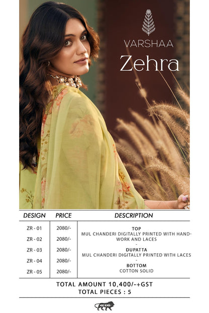 Zehra Varshaa Mul Chanderi Pant Style Suits Exporter India