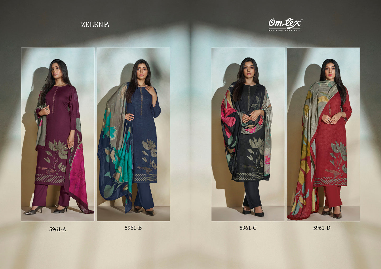 Zelenia 5961 Omtex Pashmina Suits Exporter India