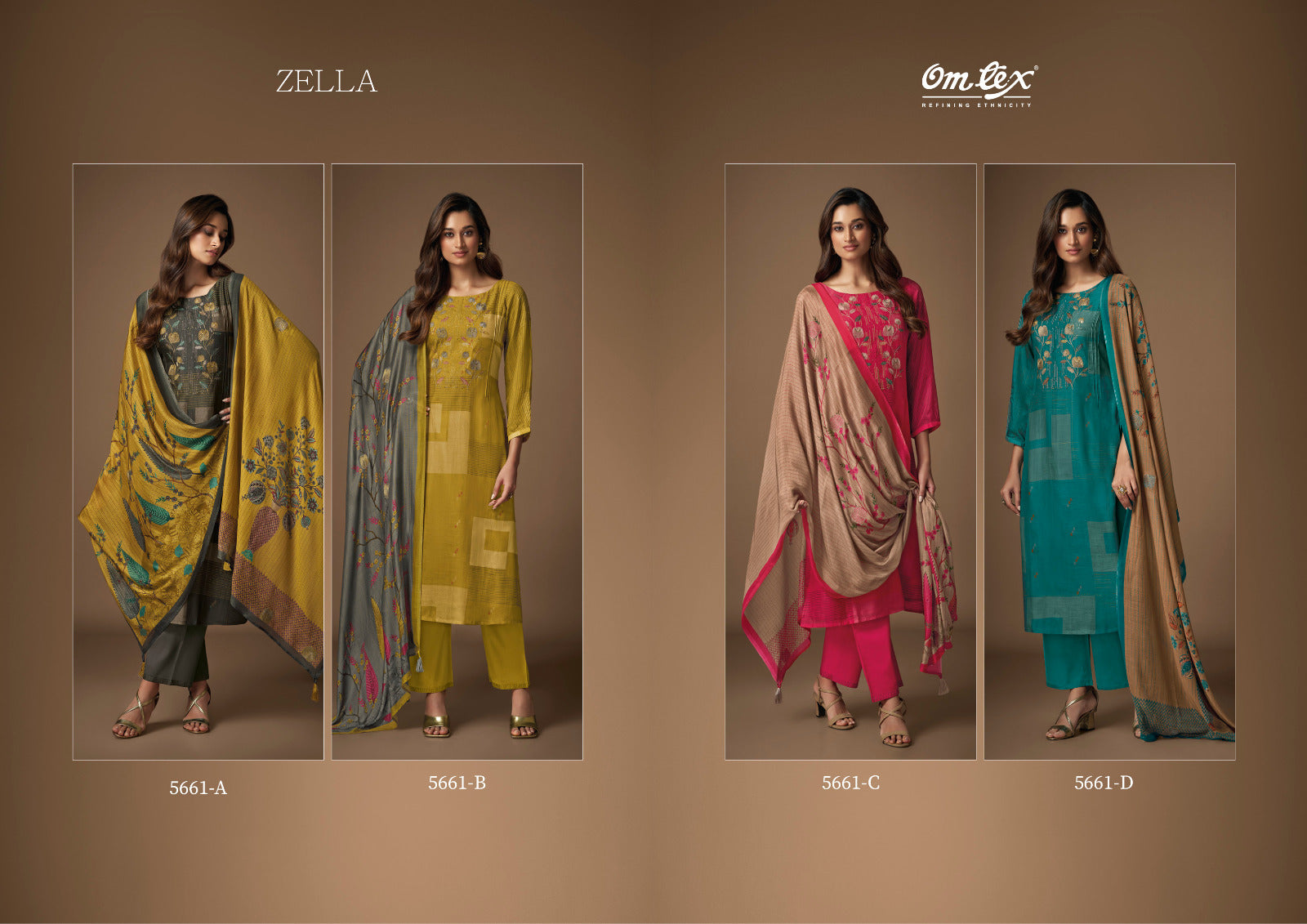 Zella 5661 Omtex Daisy Silk Pant Style Suits Supplier Gujarat