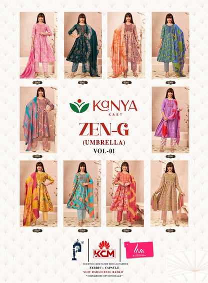 Zen G Vol 1 Umbrella Kanya Kart Capsule Girls Readymade Anarkali Suits Manufacturer Gujarat
