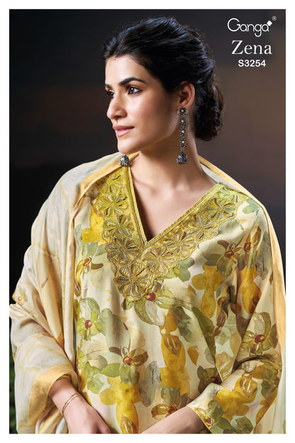 Zena 3254 Ganga Premium Viscose Plazzo Style Suits Exporter Gujarat